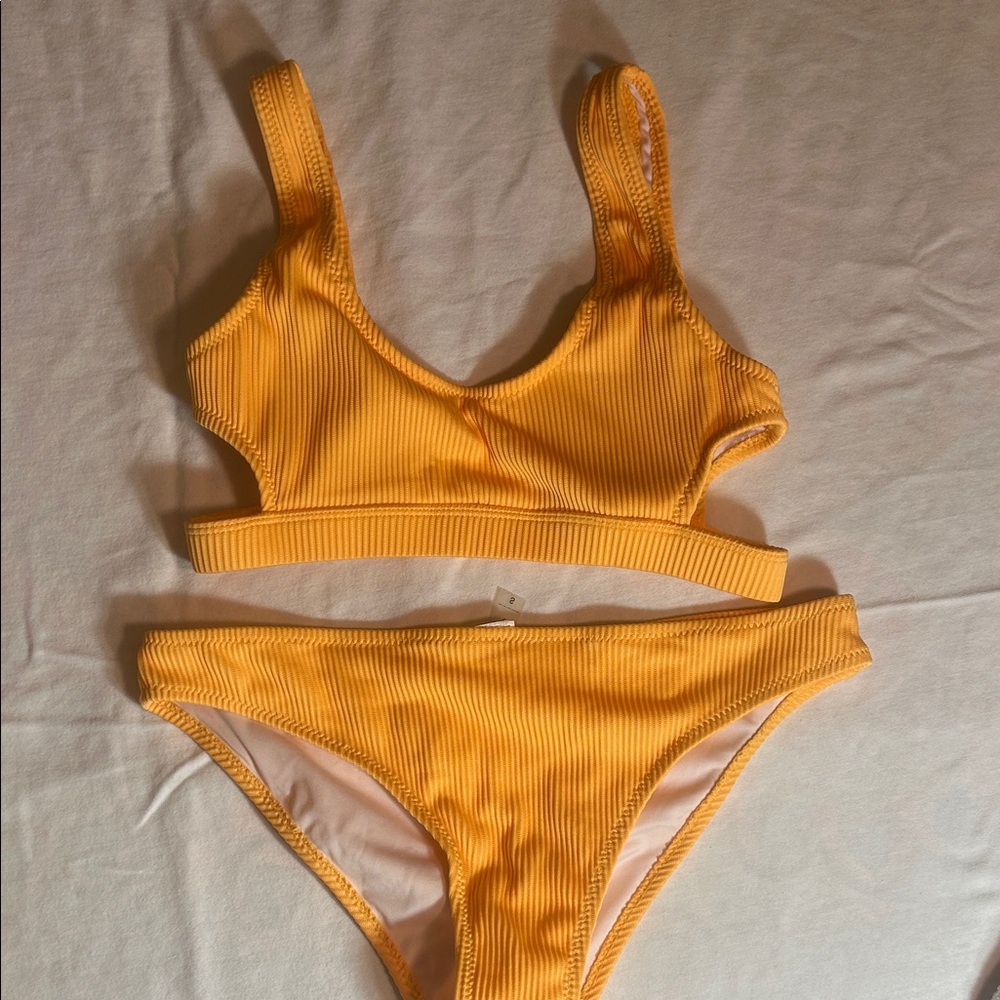 Cupshe Sunny Yellow Ribbed Bikini